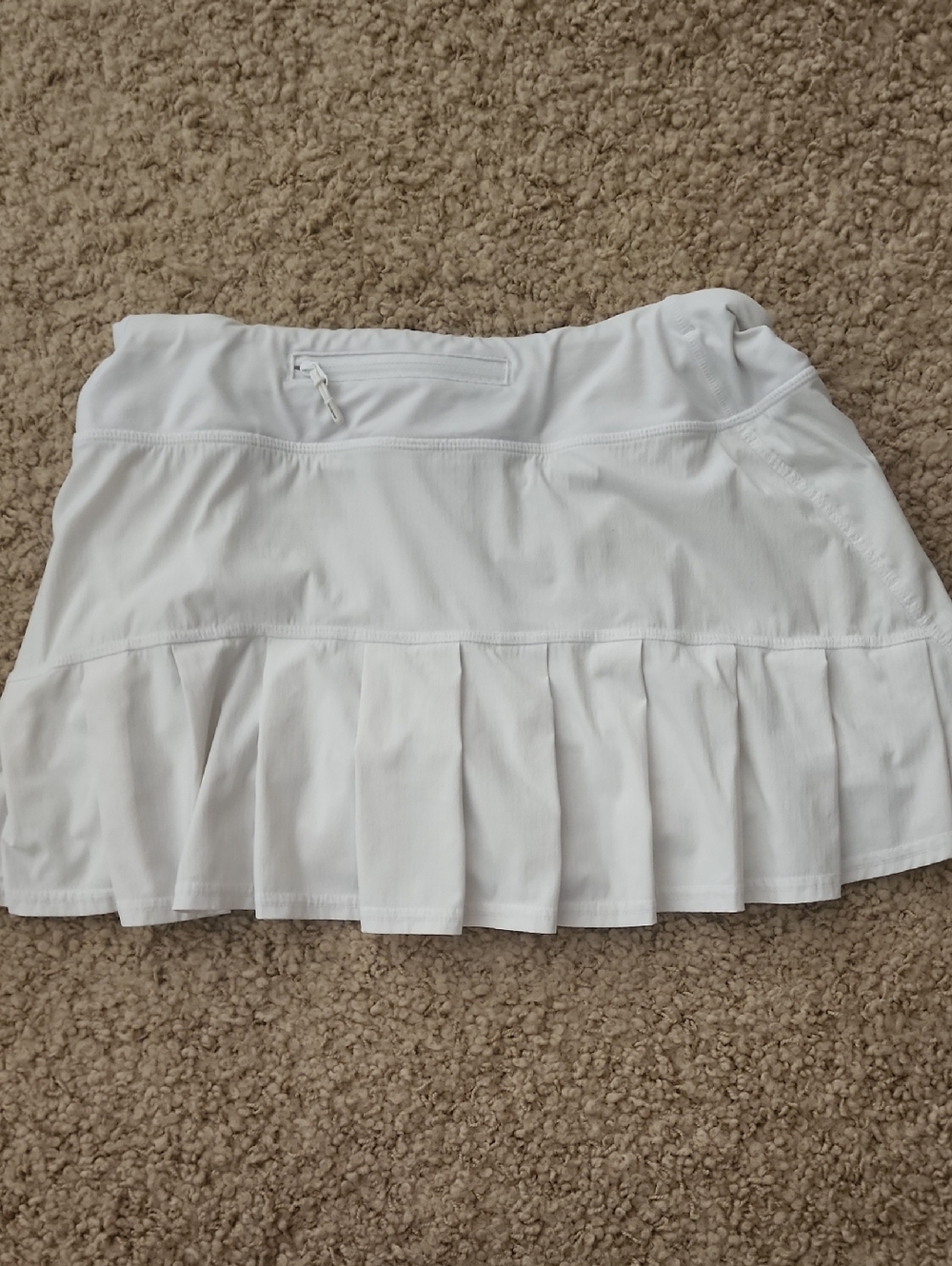 Lululemon White Pleated Athletic Skirt with Zip Pocket